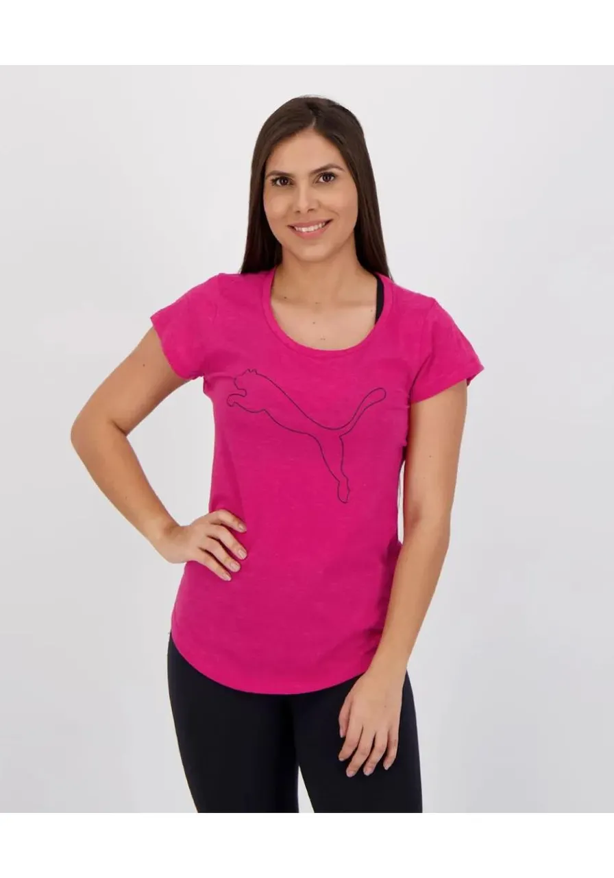 Camiseta Performance Heather Cat Tee Puma Rosa