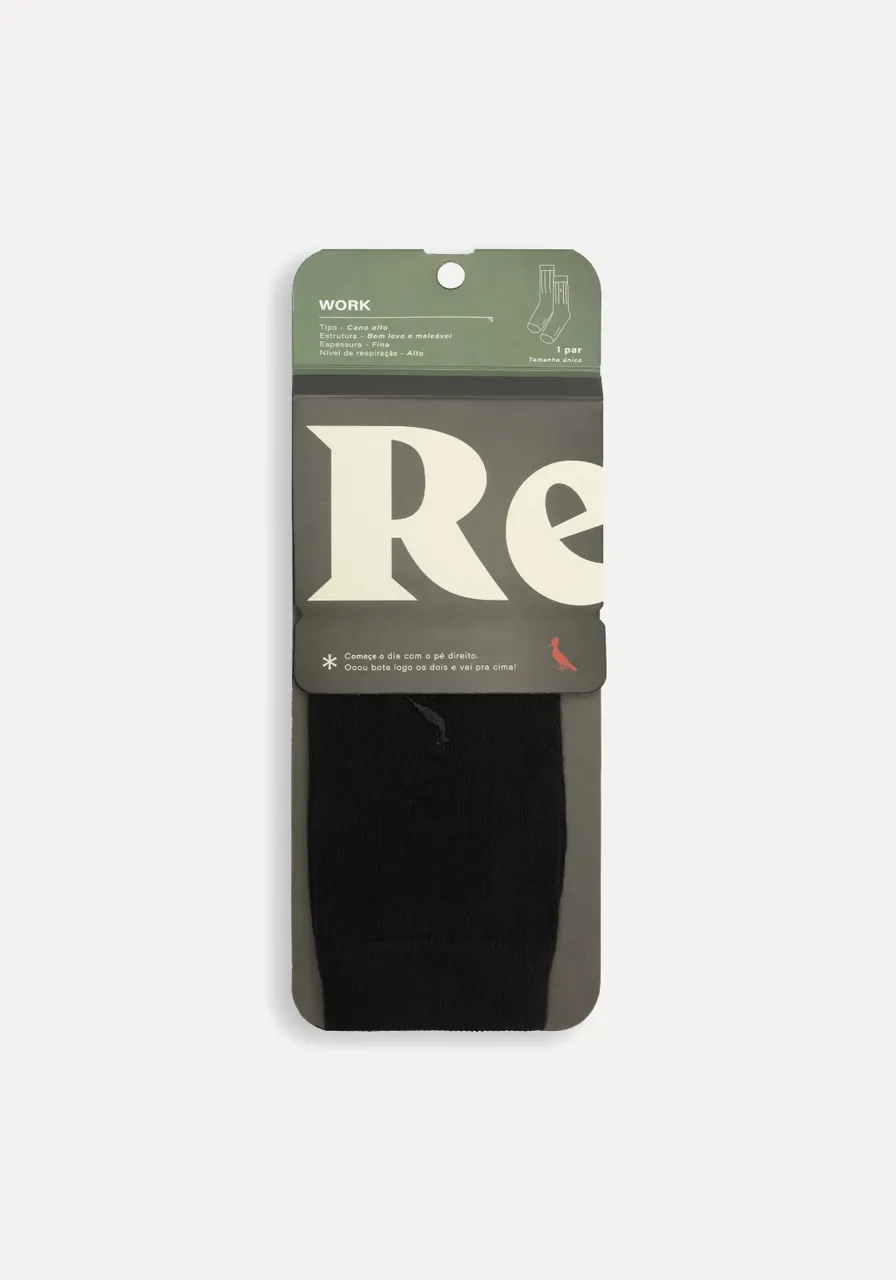 Meia RSV Work Uni Preta Ref 15135