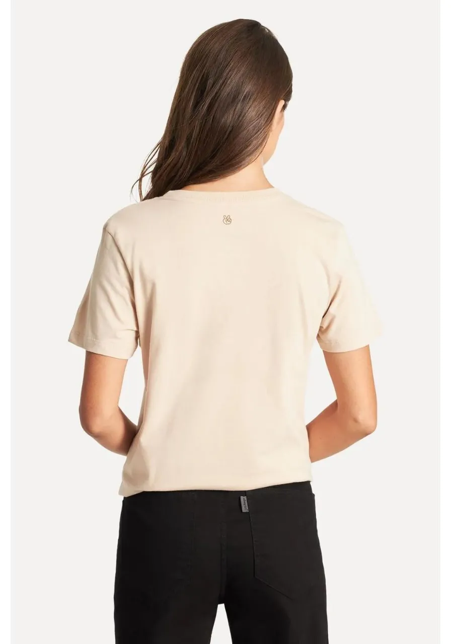 Camiseta Básica Gola Careca Bege