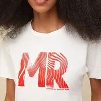 T-Shirt Morena Rosa Gola Redonda Estampa Localizada Off White - imagem 1