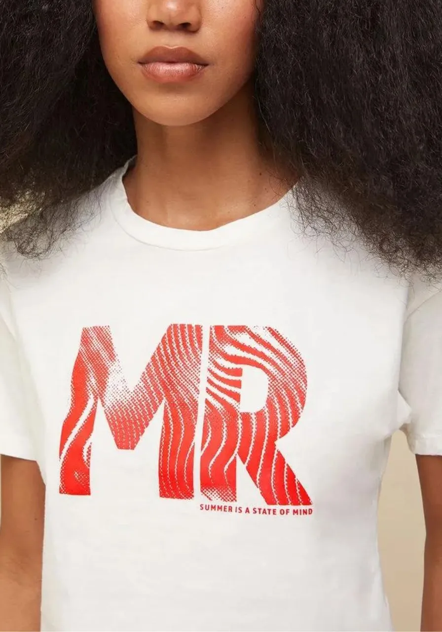 T-Shirt Morena Rosa Gola Redonda Estampa Localizada Off White