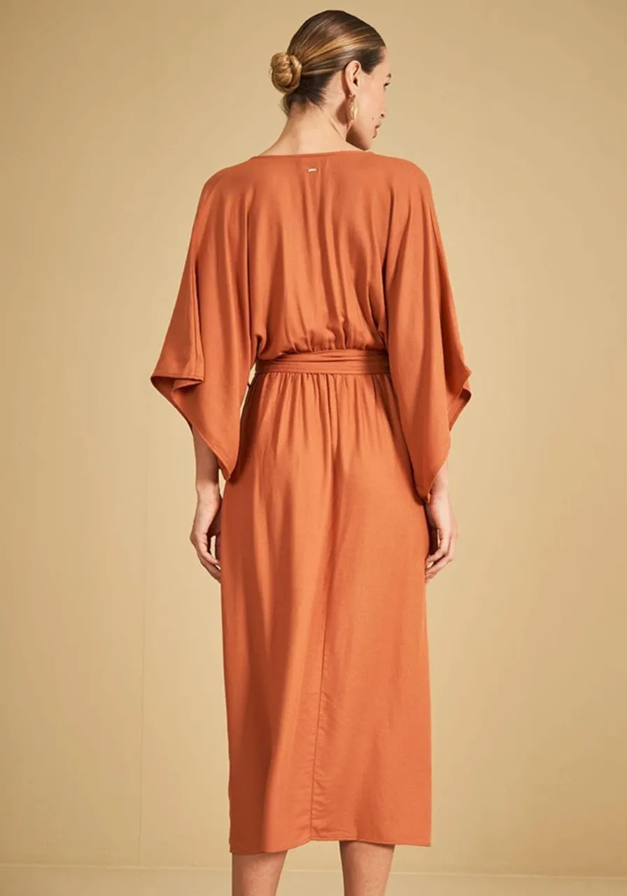 Vestido Mangas Amplas Fluído Sommer 