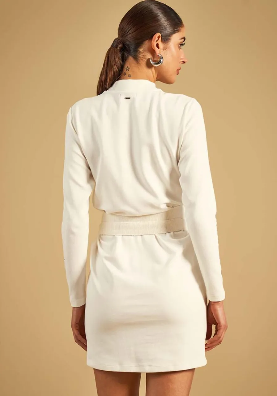 Vestido Mangas Longas Off White Sommer