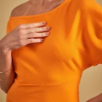 Vestido Canelado Com Fenda Laranja Sommer - imagem 2