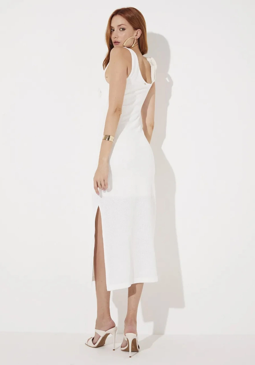 Vestido Midi Com Alça De Crochê Off Shell Sommer Ref 12090