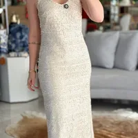 Vestido Paetê Bege Gipsy Longo Sommer Ref 15631 - imagem 2