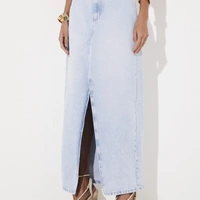 Saia Jeans Longa Com Fenda Sommer - imagem 1