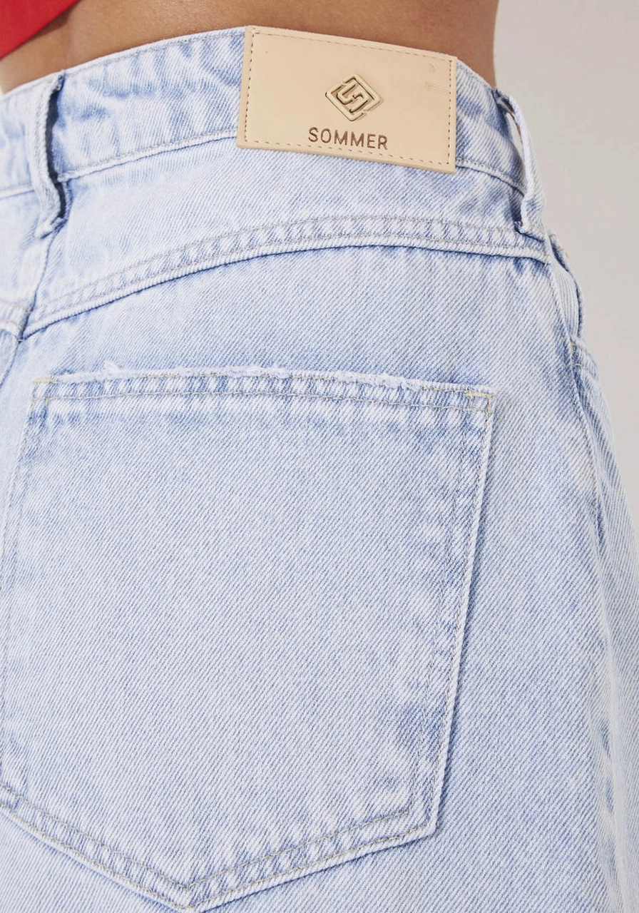 Saia Jeans Longa Com Fenda Sommer