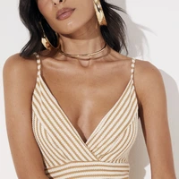 Vestido Longo Tricô Listrado Com Fenda - imagem 2