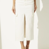 Saia Midi Em Sarja Fenda Sommer - imagem 1