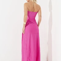 Vestido Midi Com Fenda E Franzidos - imagem 1