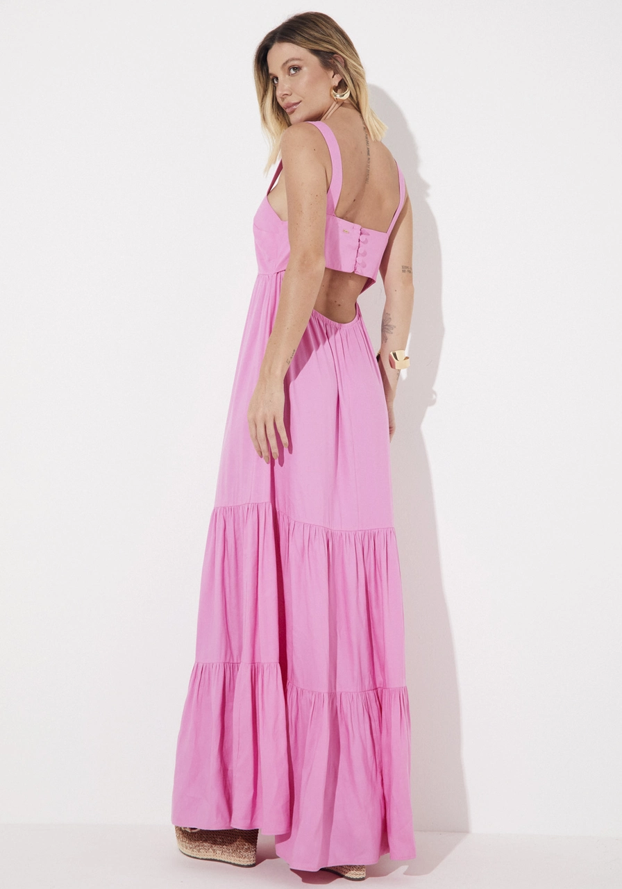 Vestido Longo Com Babados Sommer