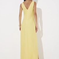 Vestido Longo Decote V Linho - imagem 1