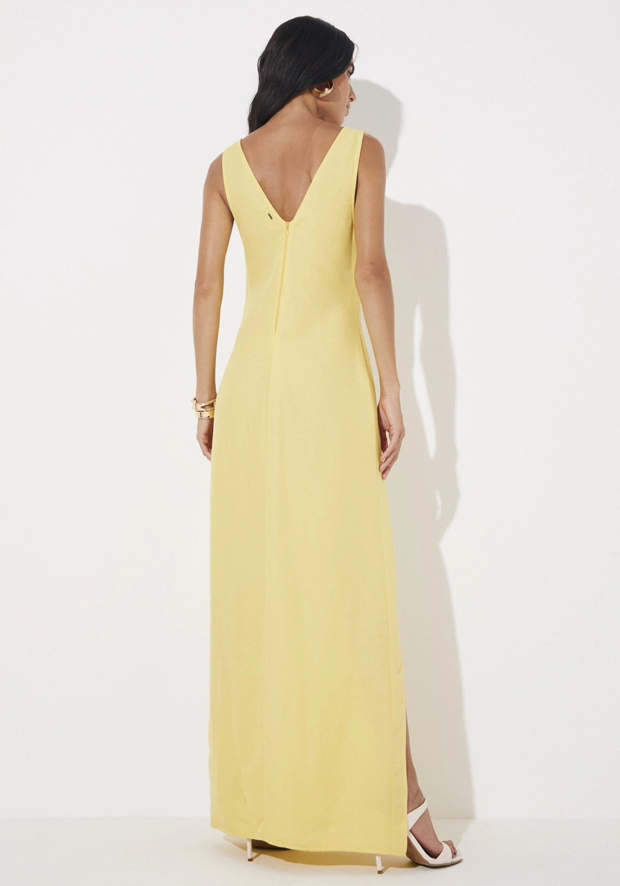 Vestido Longo Decote V Linho