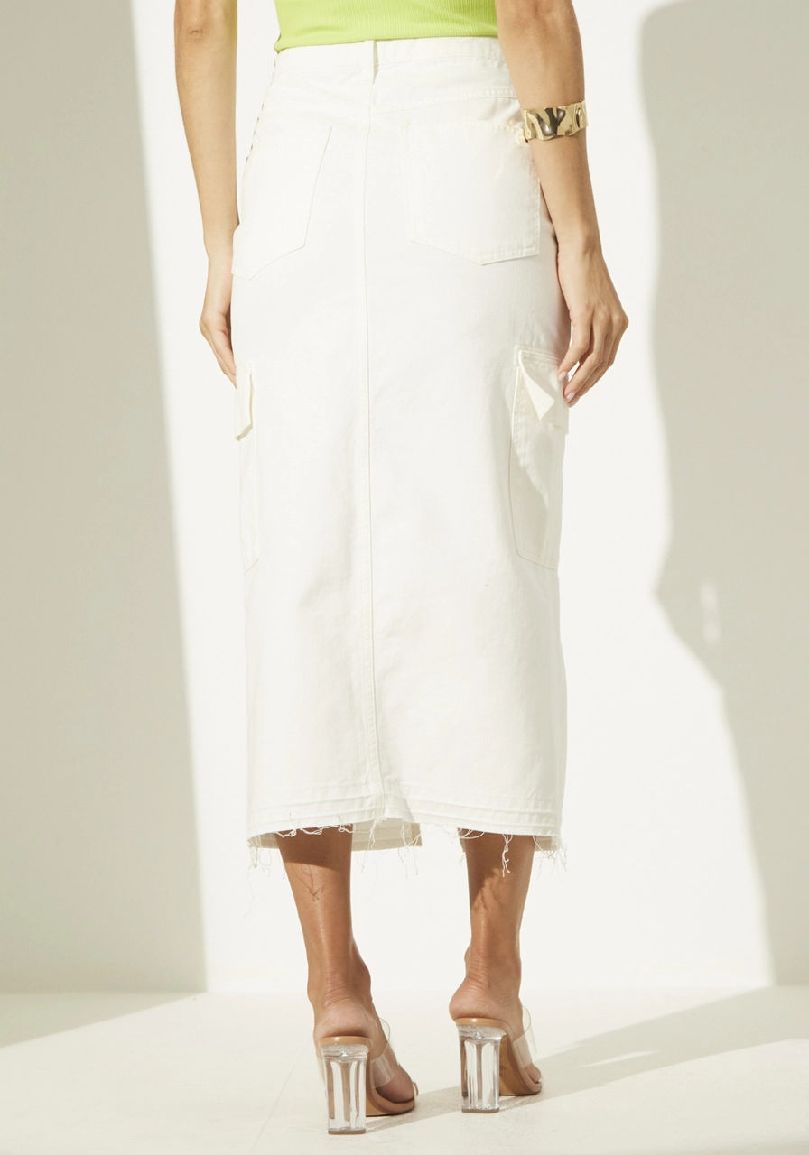 Saia Midi Em Sarja Fenda Sommer