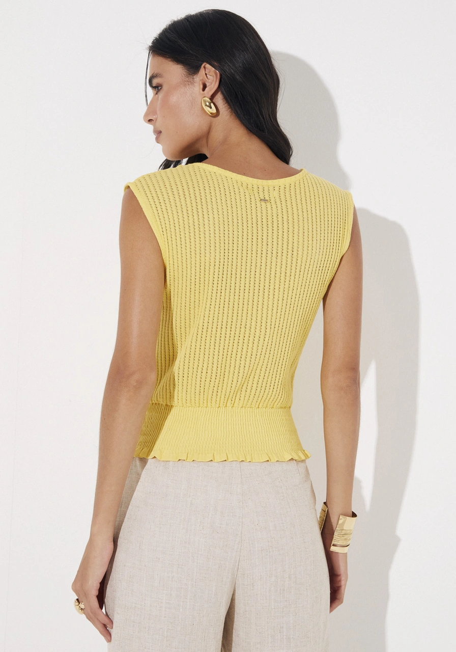 Blusa Cavada Acinturada Tricô