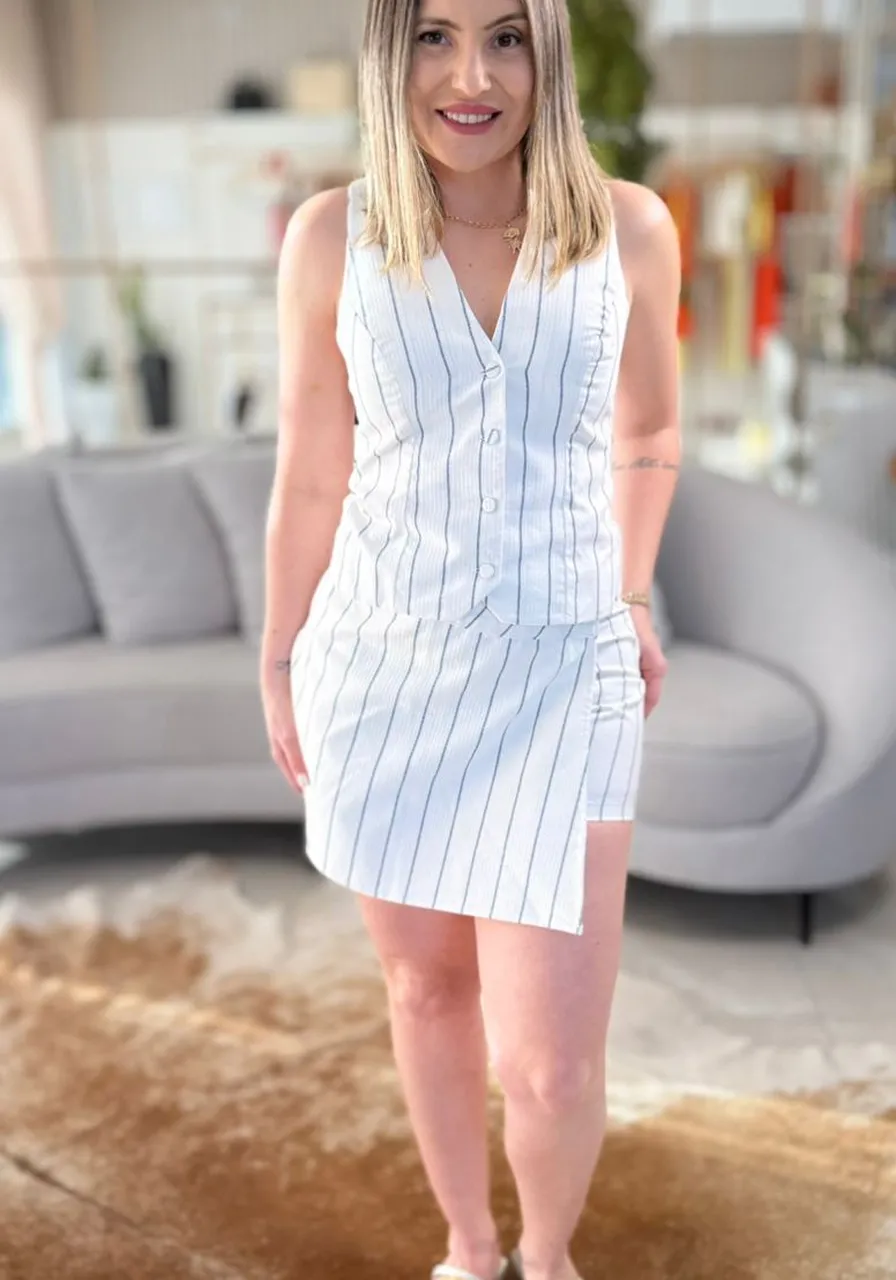 Blusa Colete Alfaiataria Listrado Sommer