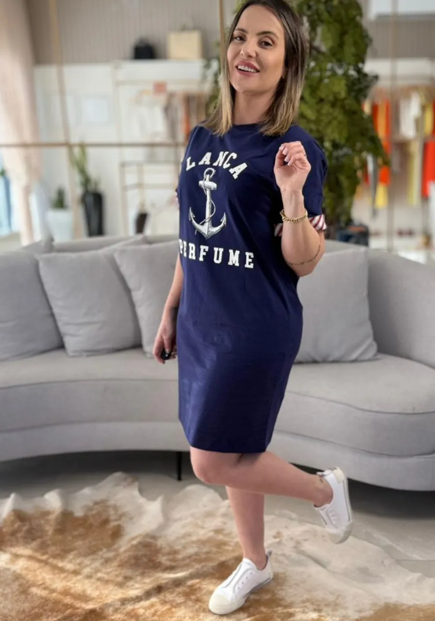 Vestido T-Shirt Manga Curta Lança Perfume Ref 15486