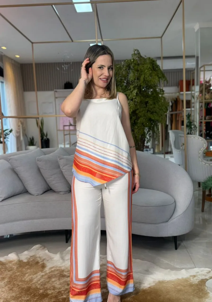 Calça Estampada Listrado Sommer Ref 15397