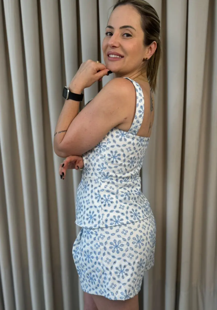 Blusa Bordada Azul Sommer 