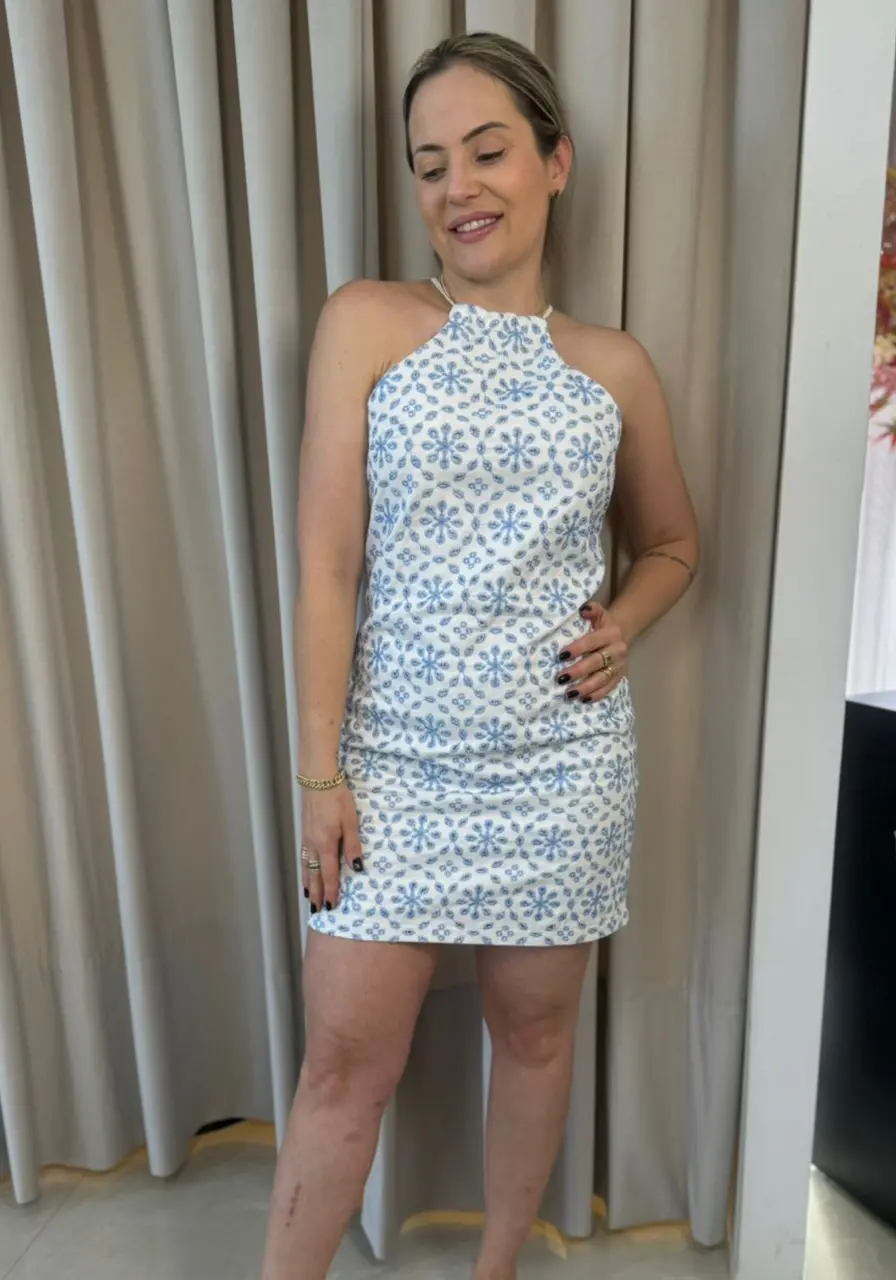 Vestido Bordado Azul Sommer 
