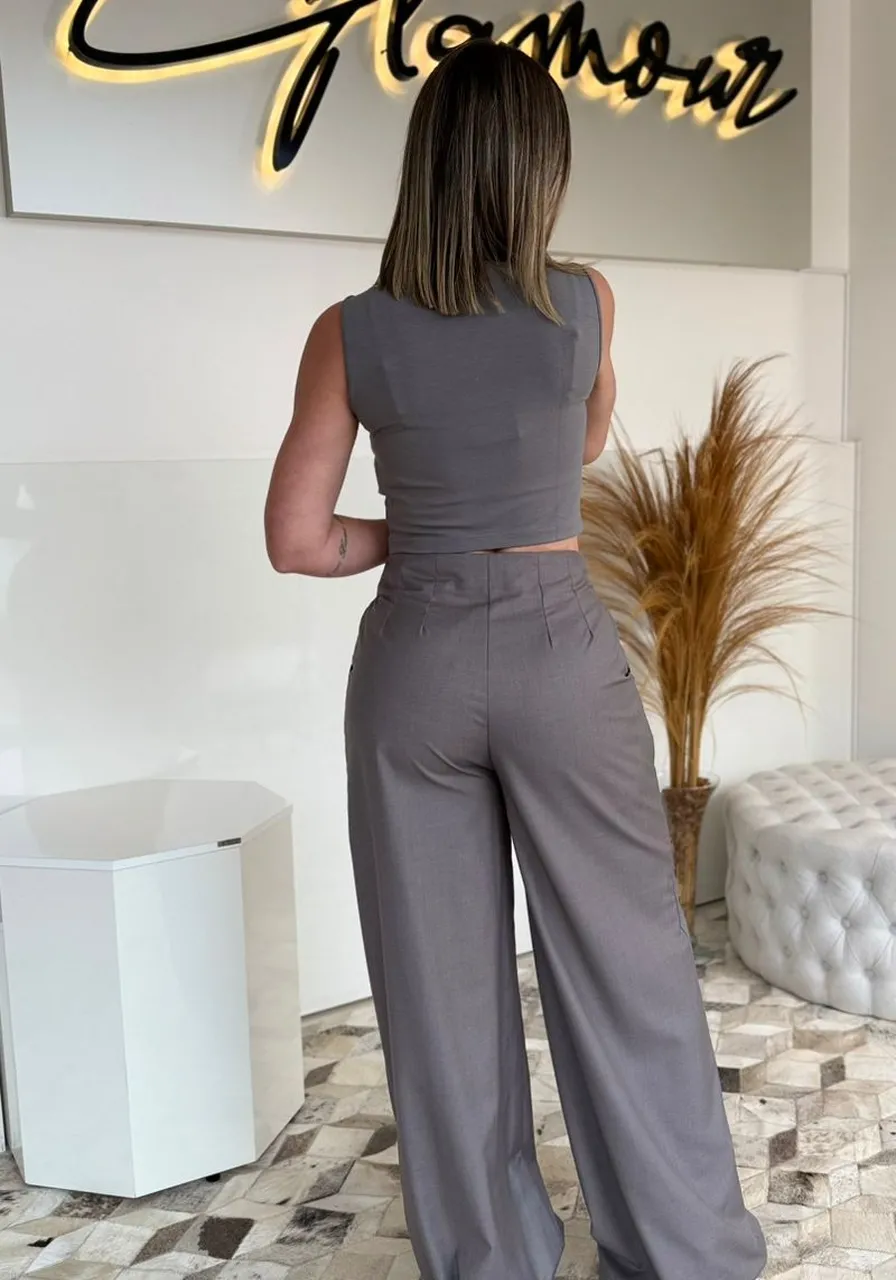 Blusa Com Aplicação Cinza Sommer Ref 14705