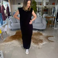 Vestido Sommer Preto Com Ombreiras Ref 14197 - imagem 2