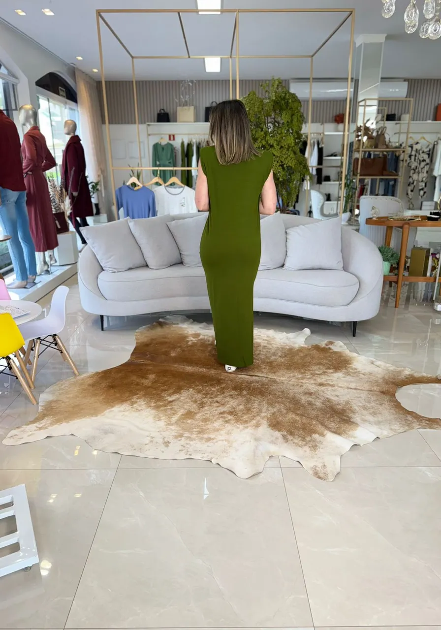 Vestido Sommer Com Ombreiras Verde Serrano Ref 14115