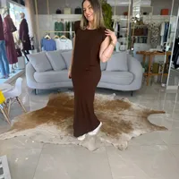 Vestido Sommer Com Ombreiras Marrom Nobuck Ref 14122 - imagem 2