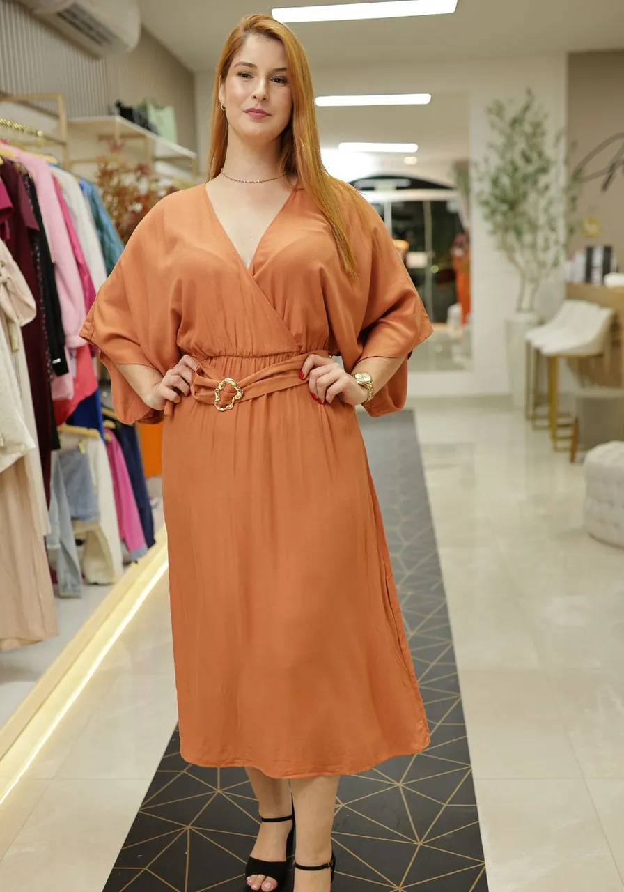 Vestido Mangas Amplas Fluído Sommer 