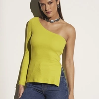 Blusa Canelada Uma Manga Só Sommer - imagem 6