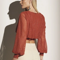 Blusa Cropped Tule Manga Longa Sommer - imagem 1