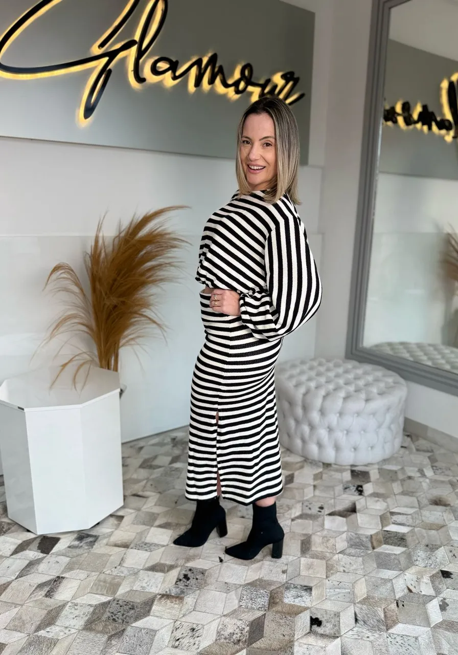 Blusão Listrado Sommer Preto Ref 14142