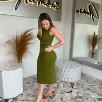 Vestido Sommer Com Abertura Frontal Verde Serrano Ref 14118 - imagem 2