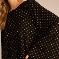 Vestido Evase Manga Longa Sommer Preto/Dourado Ref 14549 - imagem 2