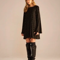 Vestido Evase Manga Longa Sommer Preto/Dourado Ref 14549 - imagem 3