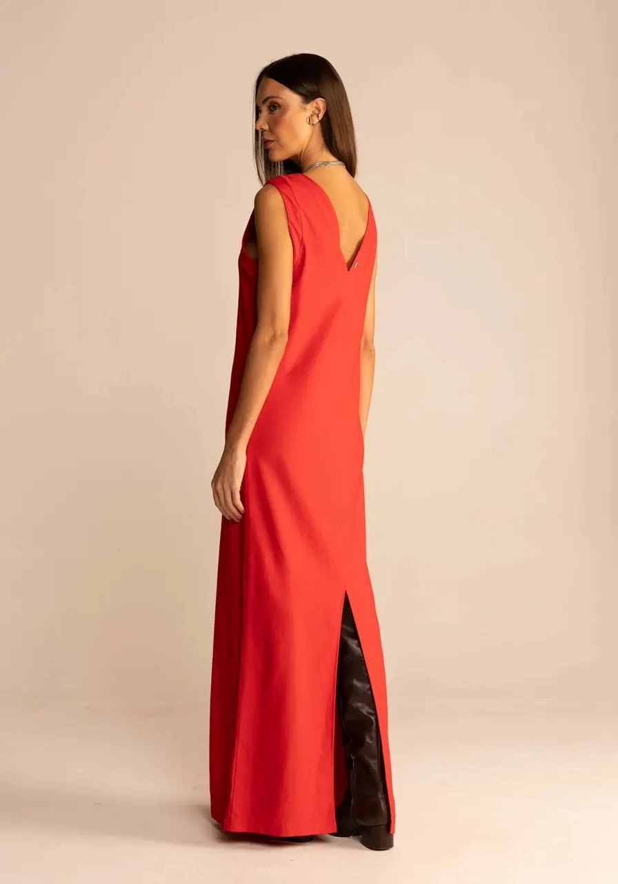 Vestido Linho Sommer Vermelho Mars Ref 14500