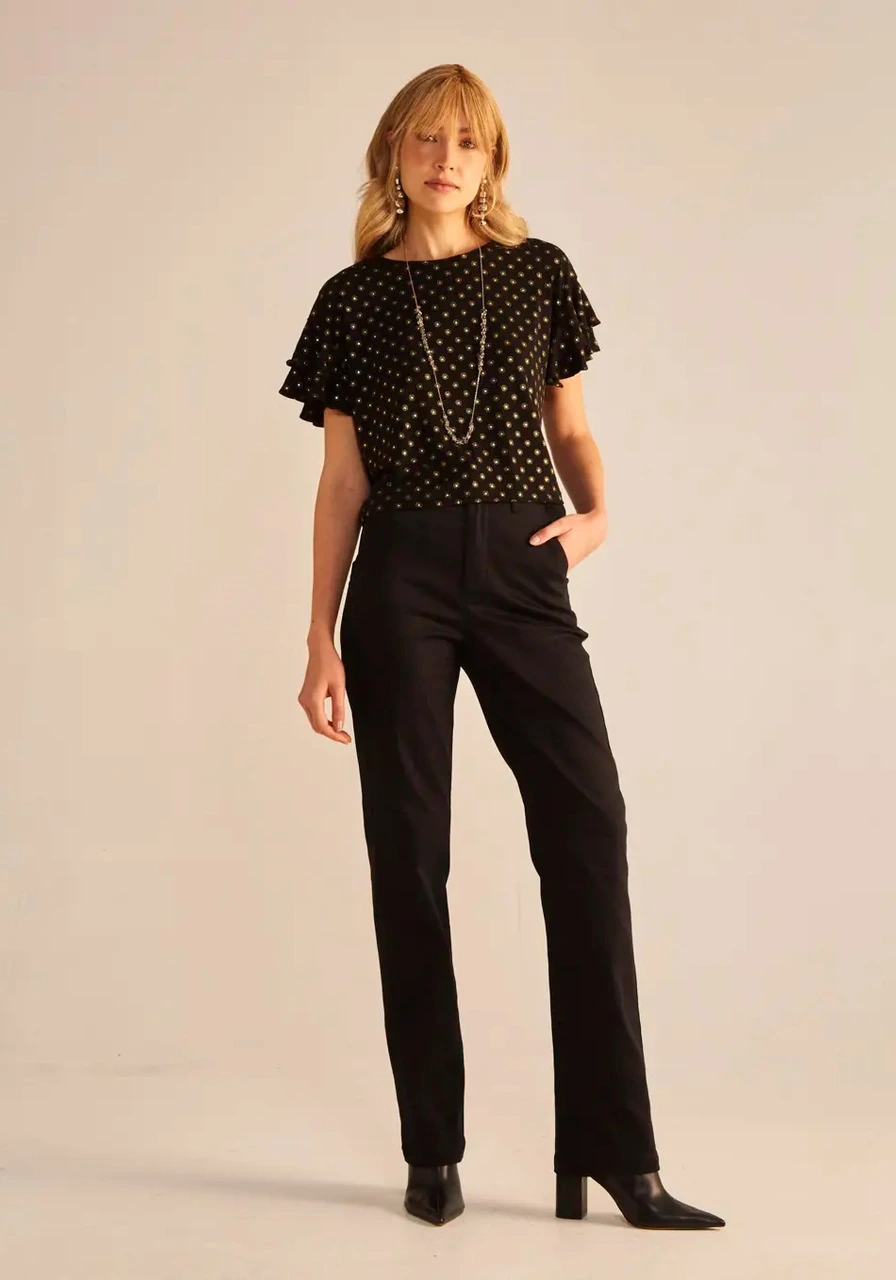 Camiseta Manga Curta Com Babados Sommer Ref 14494