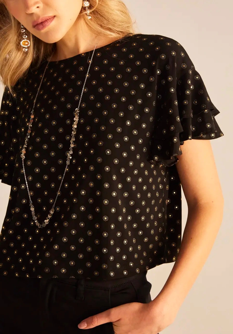 Camiseta Manga Curta Com Babados Sommer Ref 14494