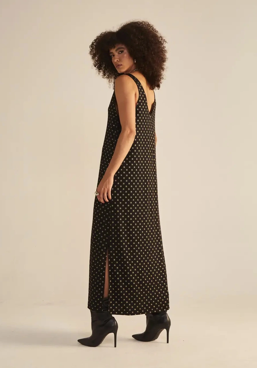 Vestido Reto Midi Com Fenda Sommer Ref 14571