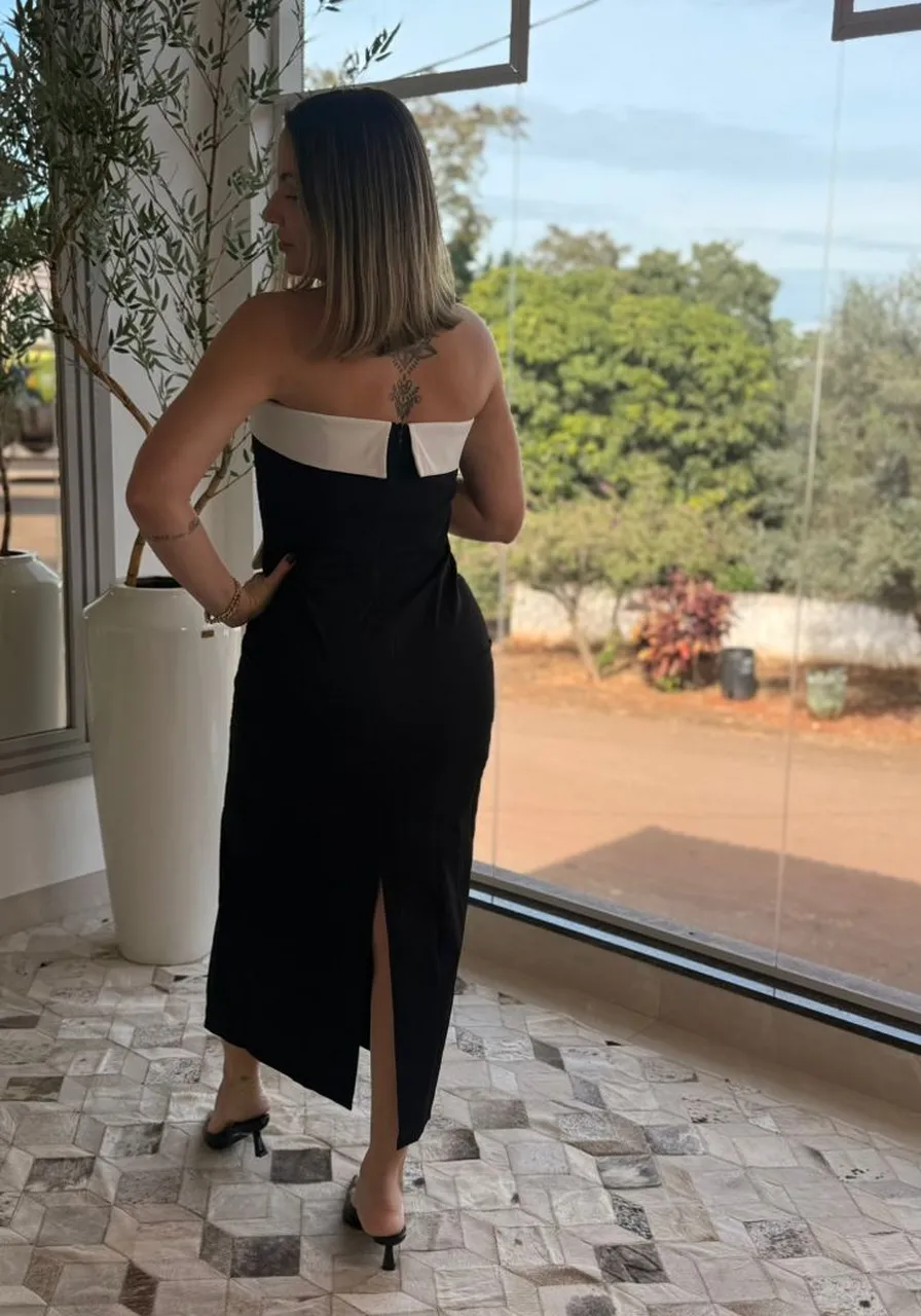 Vestido Midi Bicolor Carlota Costa Ref 14820