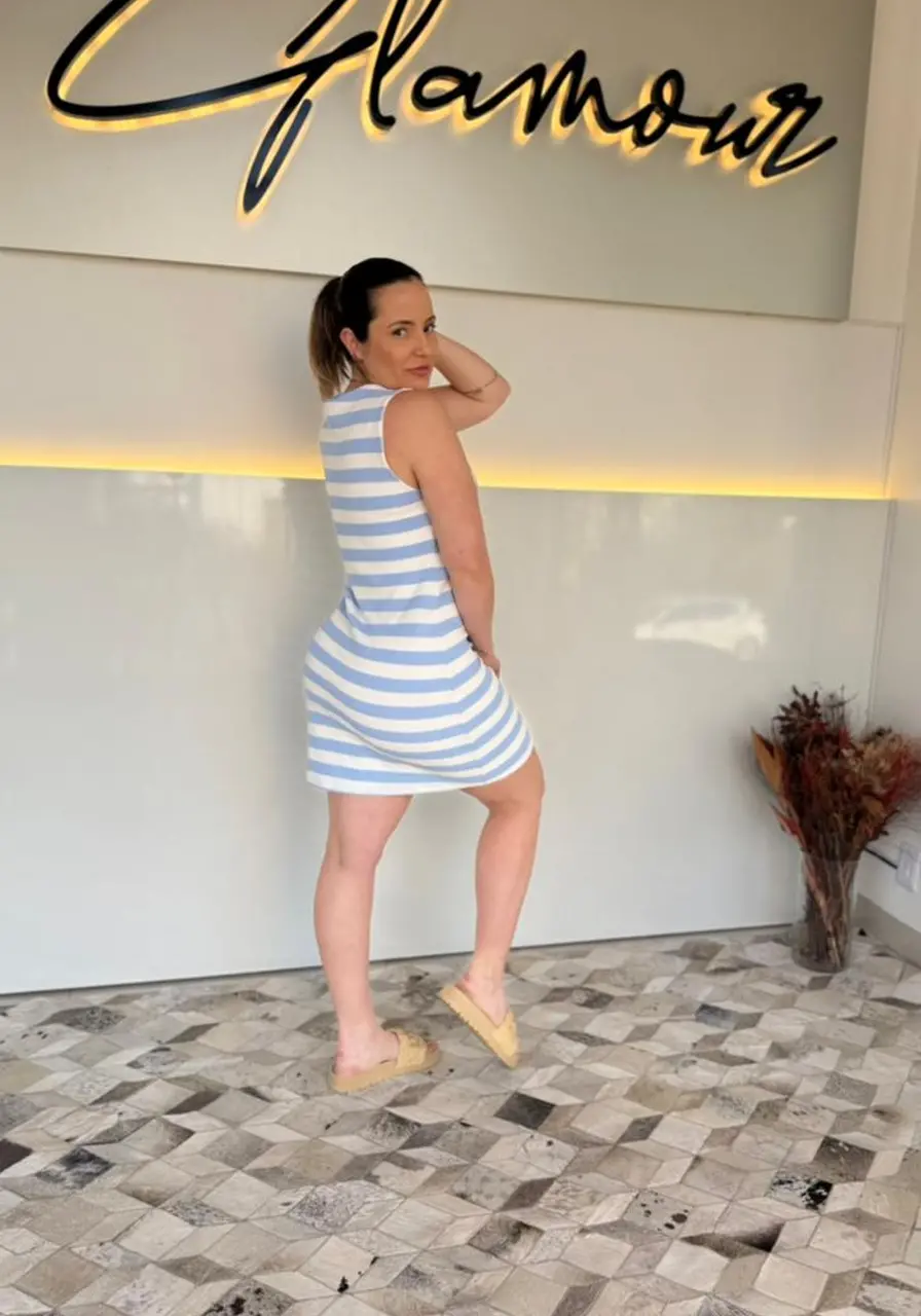 Vestido Listrado Sommer Azul Curto Ref 11135