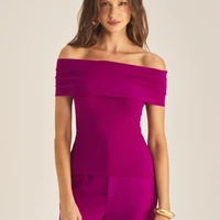 Blusa Feminina Slim Ombro a Ombro Canelada Roxo Strong Ref 15412 - imagem 3