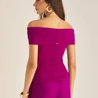 Blusa Feminina Slim Ombro a Ombro Canelada Roxo Strong Ref 15412 - imagem 1