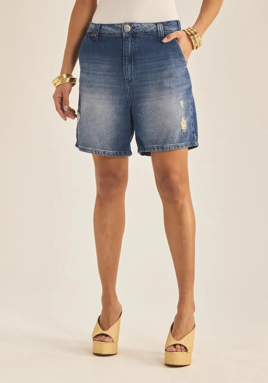 Bermuda Jeans Boyfriend Indigo Ref 15642