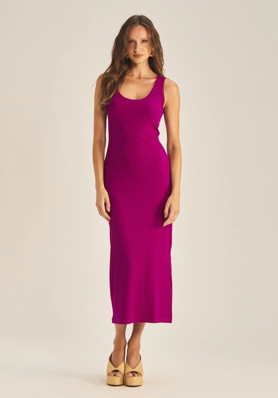 Vestido Canelado Roxo Strong Sommer Ref 15654