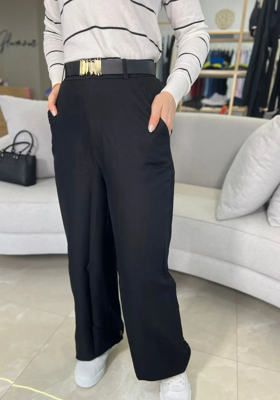 Calça Alfaiataria Em Linho Reta Sommer