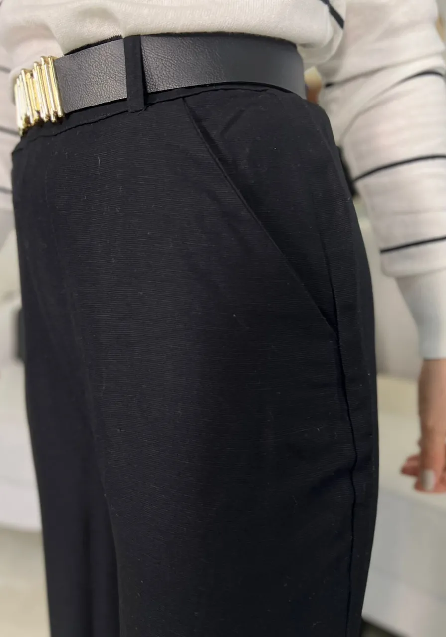 Calça Alfaiataria Em Linho Reta Sommer