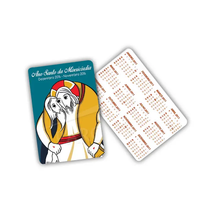CALENDÁRIO DE BOLSO - PAPEL COUCHÉ 300G - VERNIZ UV TOTAL FRENTE  - 10 UNID