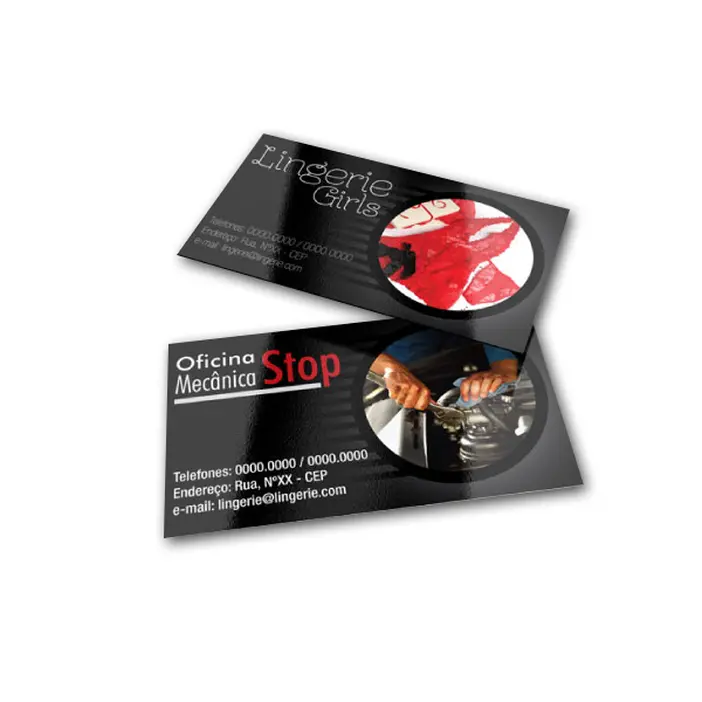 CARTÃO DE VISITA VERNIZ UV TOTAL (FRENTE) - VERSO COLORIDO - 10 UNID